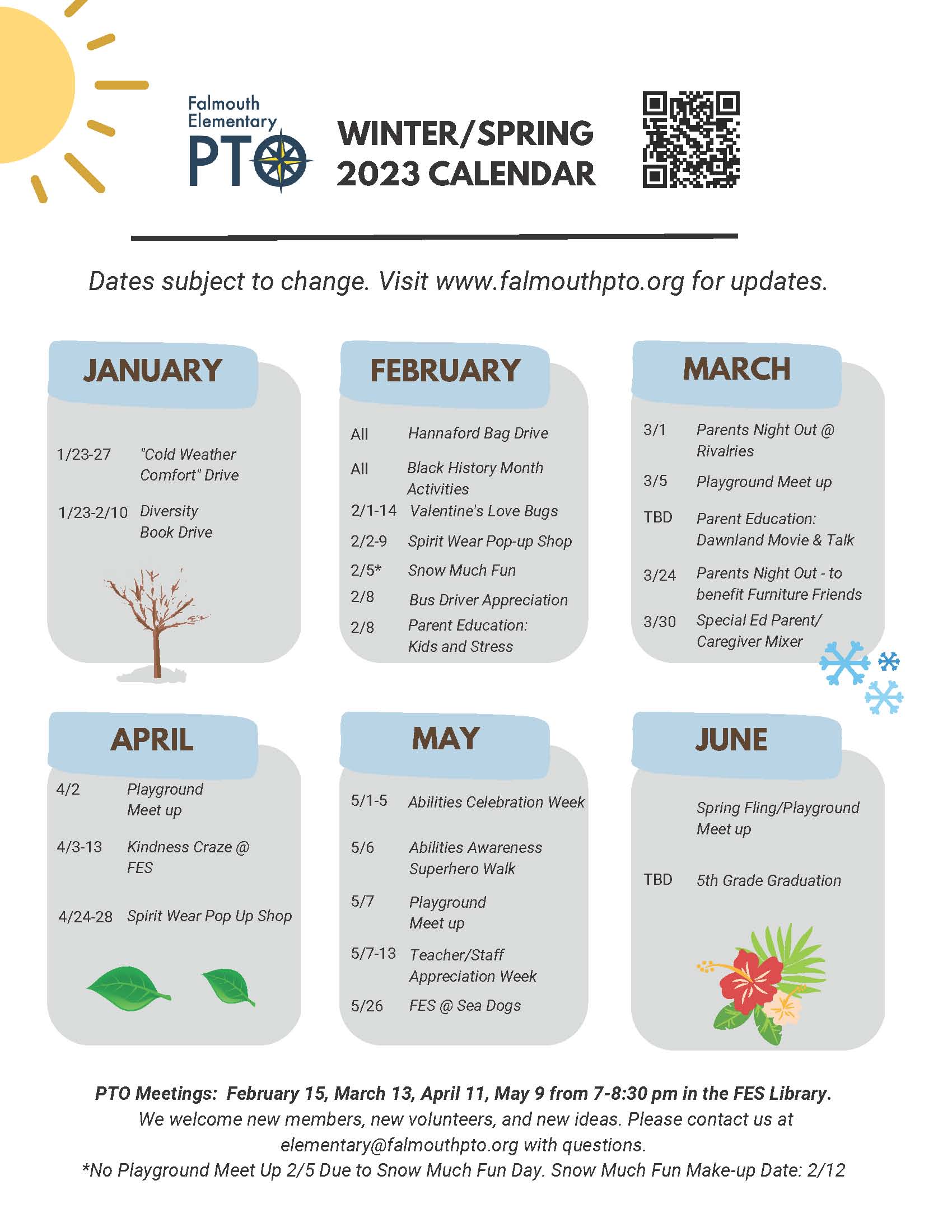 Winter/Spring Calendar 2023